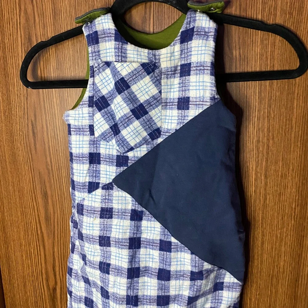 Sleep Sack Kids Small Blue Plaid Patchwork Wearable Blanket Handmade *Small hole
